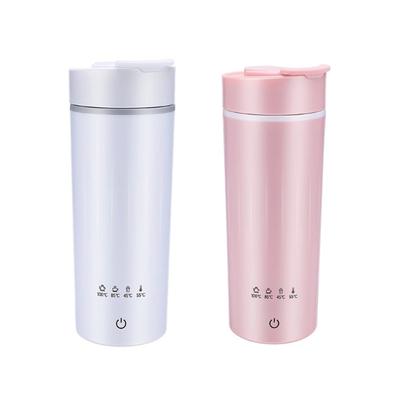 Bouilloire à eau en acier inoxydable étanche à double paroi, tasse chauffante électrique avec cordon détachable pour un voyage pratique