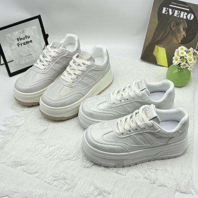 Platform White Shoes Women's Spring New Casual Sports Shoes Retro Versatile Small Height-increasing Board Shoes