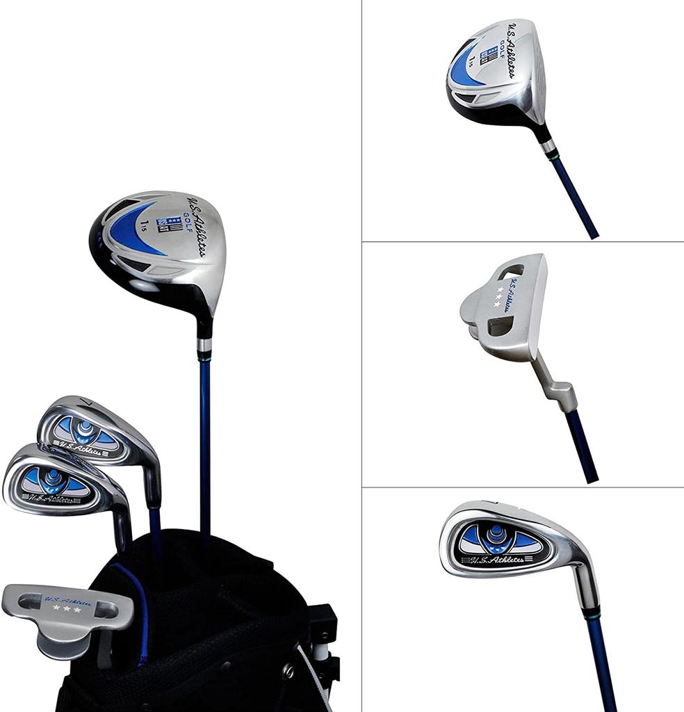 LEZAX U.S.Athlete Junior Golf Set, Ages 9-12, Blue Type, USCS-5755 BL, Shaft: Junior Lightweight Carbon Shaft, Lie Angle (1W): 63°