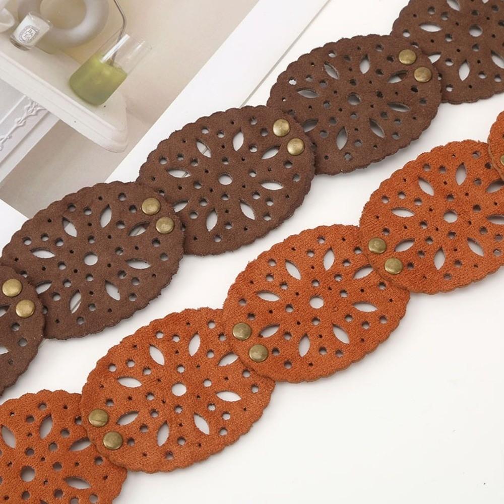 Hollow-out Design Waist Belt Ethnic Style Bohemian Belt Elegant Suede Belt  for Women