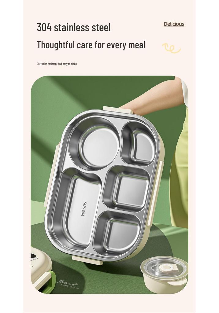 Fiambrera Isotérmica de Acero Inoxidable 304 - Bento Apto para Microondas para Oficina, Estudiantes y Niños