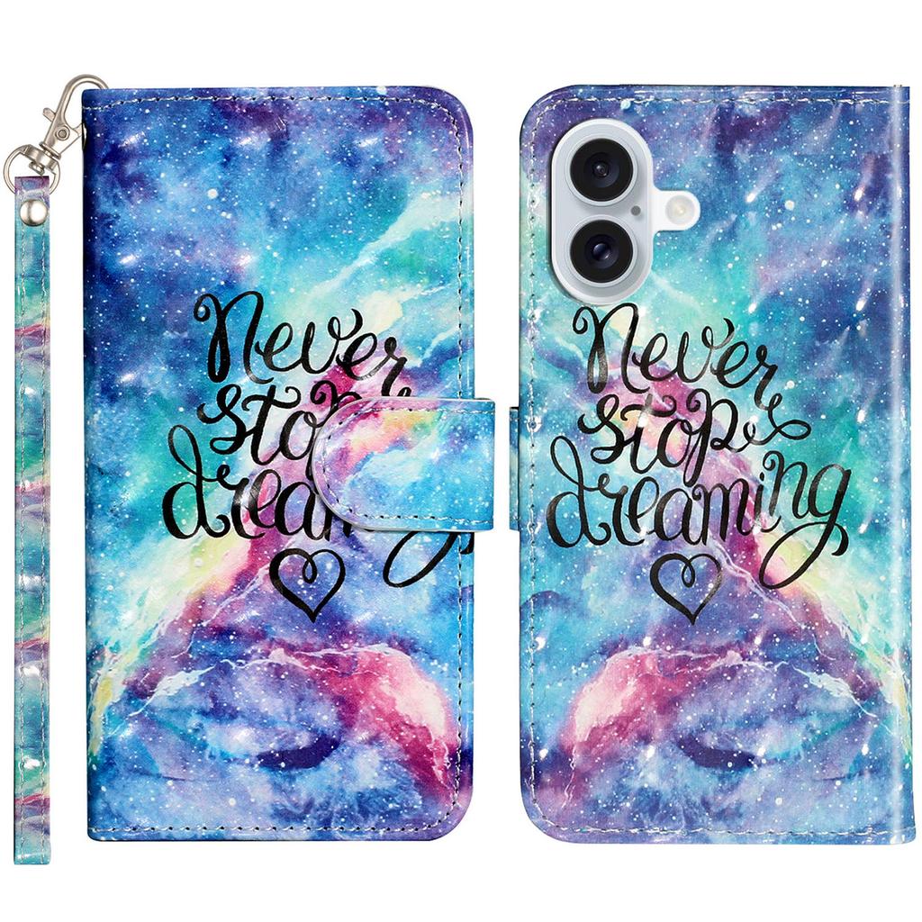 For iPhone 16 Plus Case 3D Pattern Printed Leather Wallet Phone Cover Stand Bookstyle
