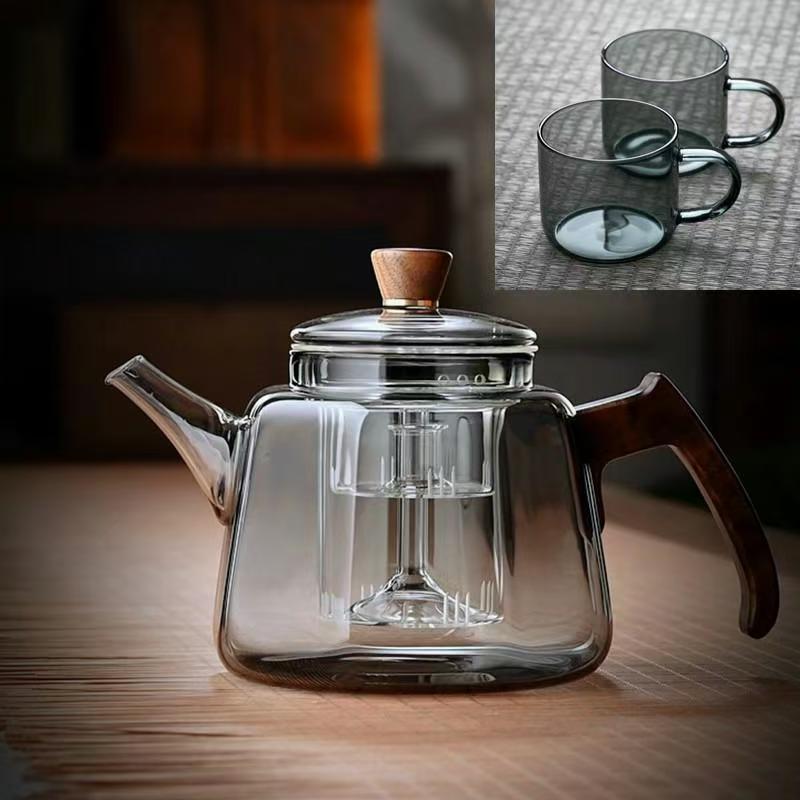 High-Temperature Resistant Glass Teapot with Large Capacity for Electric Stove and Fireplace Use