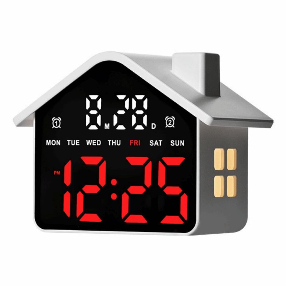 Night Light Electronic Clock Minimalist Digital Table Clock LED Alarm Clock  Table Clock white and red