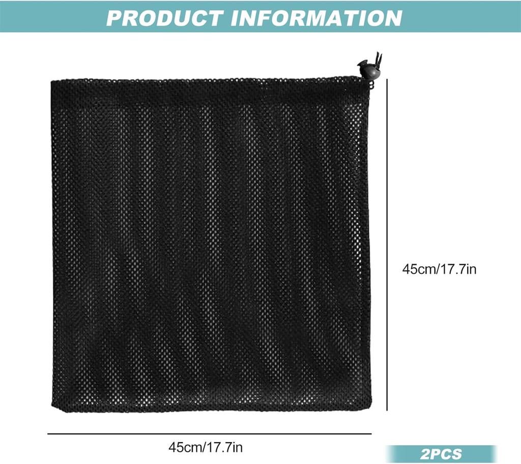 Pump Barrier Filter Bags with Drawstring Closure 2 Pack Polyester Mesh Bag for Water Pond Aquarium Swimming Pool Outdoor Garden F