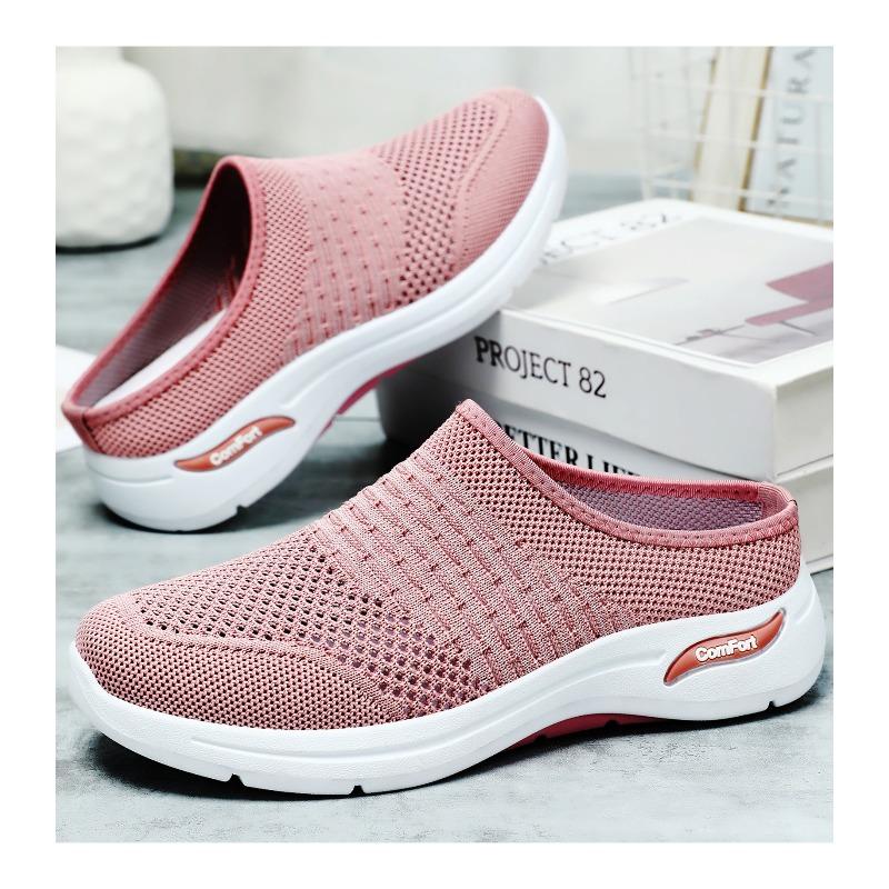 Women Closed Toe Slippers Breathable Slip On Slides Soft Sole Casual Outdoor Shoes Solid Color Versatile