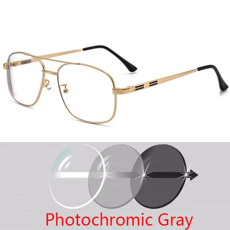 Legierungsbrille Herren groß Quadratisch Myopie Rezeptbrille Damen Metall Voll Optische Brille 2256 SPH 0 -0.5 -0.75 -1.0 BIS -6.0