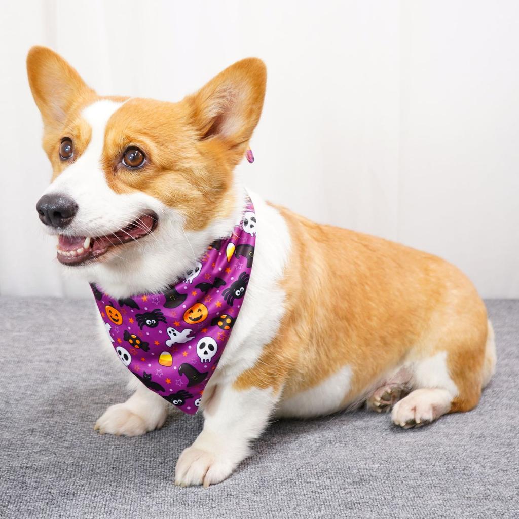 Halloween Pet Bandana Bib Polyester Triangle Scarf for Cats Dogs Fashion Accessory Holiday Costume Dress Up