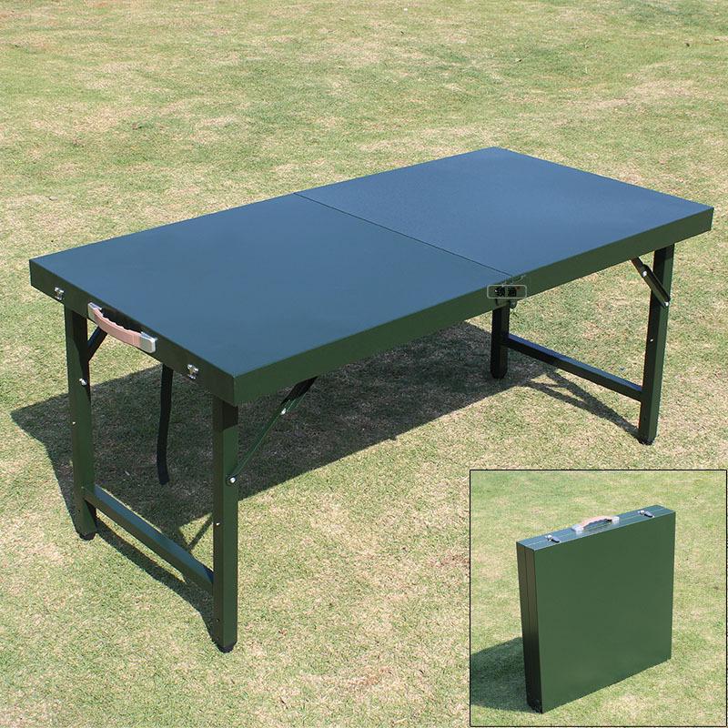 

Portable Outdoor Folding Steel Table for Field Training and Marching. зелений