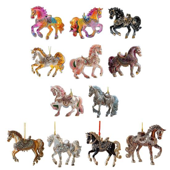 Yousheng Horse Ornament Sparkly Rhinestone Horse Christmas Tree Ornament 2D Acrylic Pendant Holiday Keepsake Gifts for Women Girls Horse Lovers