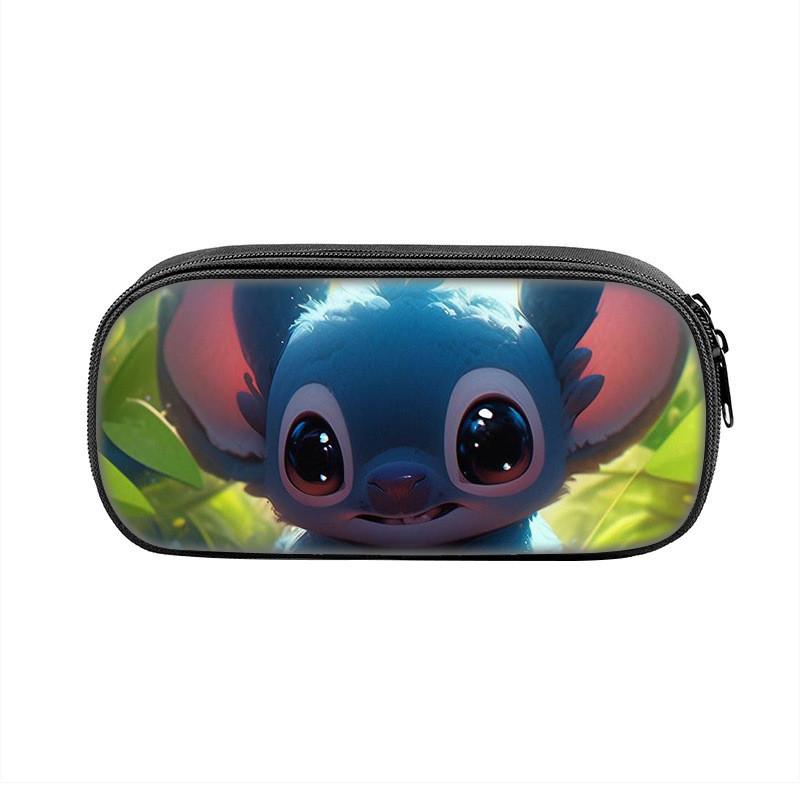 Stitched Design Pencil Case For Kids With Double Zipper And Polyester Material