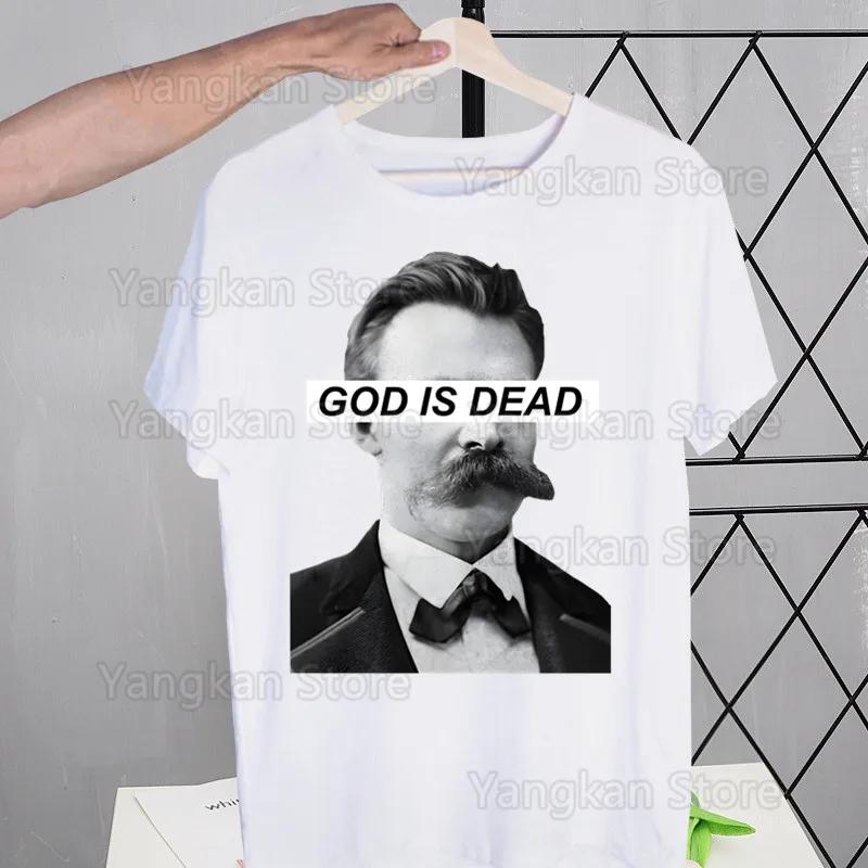 Gott ist tot Friedrich Nietzsche Nihilist T-Shirts Tees Shirt Tops Design Kurzärmlig Harajuku Mann Ästhetisch Anime T-Shirt