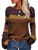 2025 European American Striped Color Block Knit Sweater: Autumn/Winter Women's Fashion Pullover