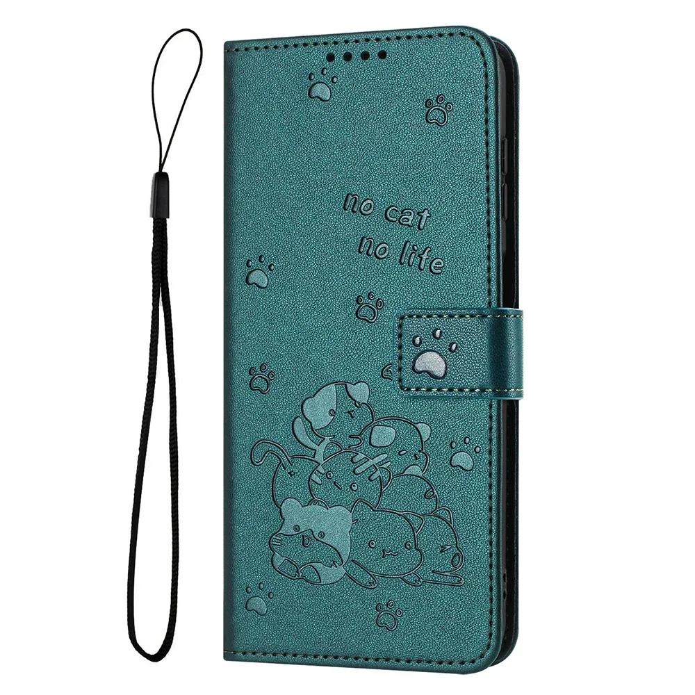 Curte Cat Leather Wallet Cover Case For Honor X9C X9B X8B X7C X7B X6A X6B X5B Plus 90 Lite 200 Smart X60 Pro Stand Card Holder
