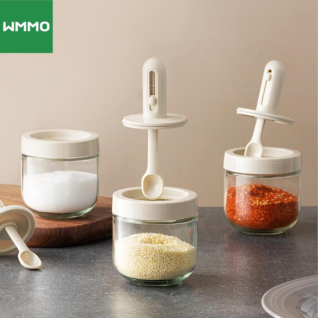 WMMO Telescopic Seasoning Bottle For Kitchen2 in 1 Seasoning Box with SpoonSalt and Spices Storage Bottle With Lid Damp-proof for Home