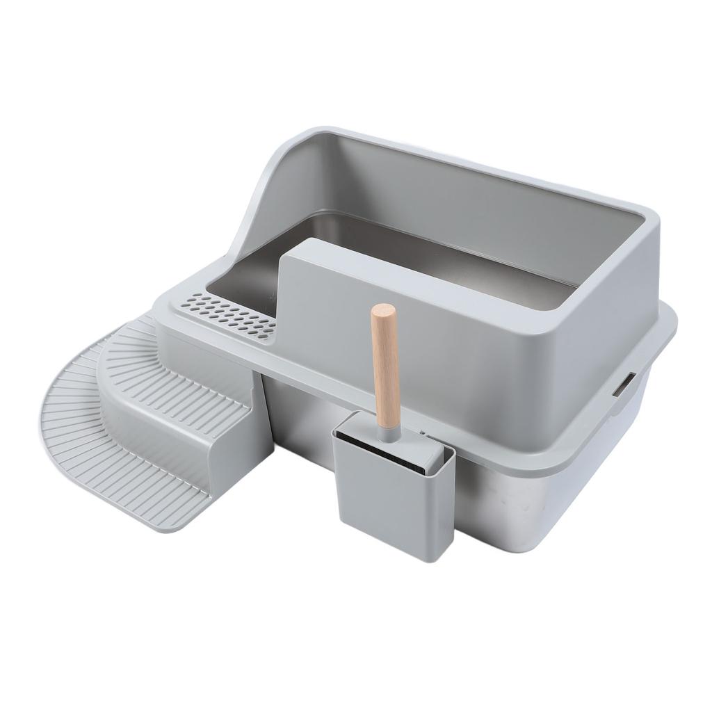 Stainless Steel Litter Box Easy Maintenance Large Cat Litter Box Long Lifespan Splash Proof Leakproof Odor  for Large Cats