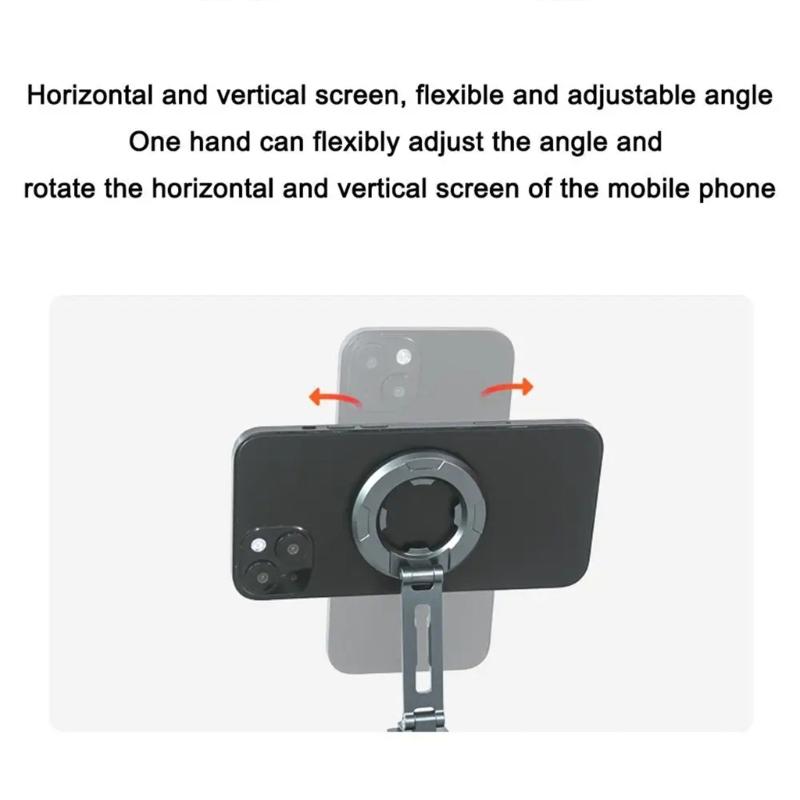 Collapsible Metal Phone Holder Featuring Magnetic Locking System Double Orientation Shoots Cold Shoe Expansion Interface