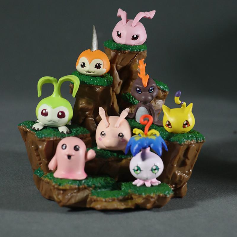 11cm Anime Digimon Baby Stage 8 Piece Scene Agumon Biyomon Gabumon Mogumon Togomon Pomon Character Model Collection Toy Gift