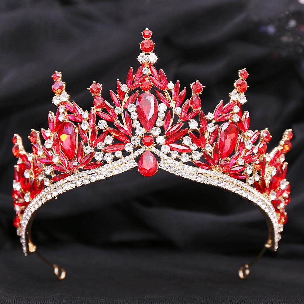 Baroque Luxury Big Water Drop Crystal Opal Tiara For Women Girls Wedding Bridal Birthday Party Crown Hair Dress Accessory