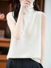 Women's Retro High Neck Woolen Sweater Vest - Sleeveless, Soft, Skin-Friendly, Loose Fit