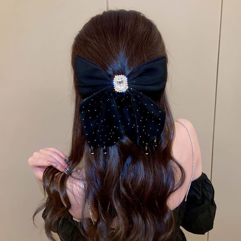 1pc Korean bow large hair clip, women's autumn high-end feeling, ponytail spring clip, new year, high-end