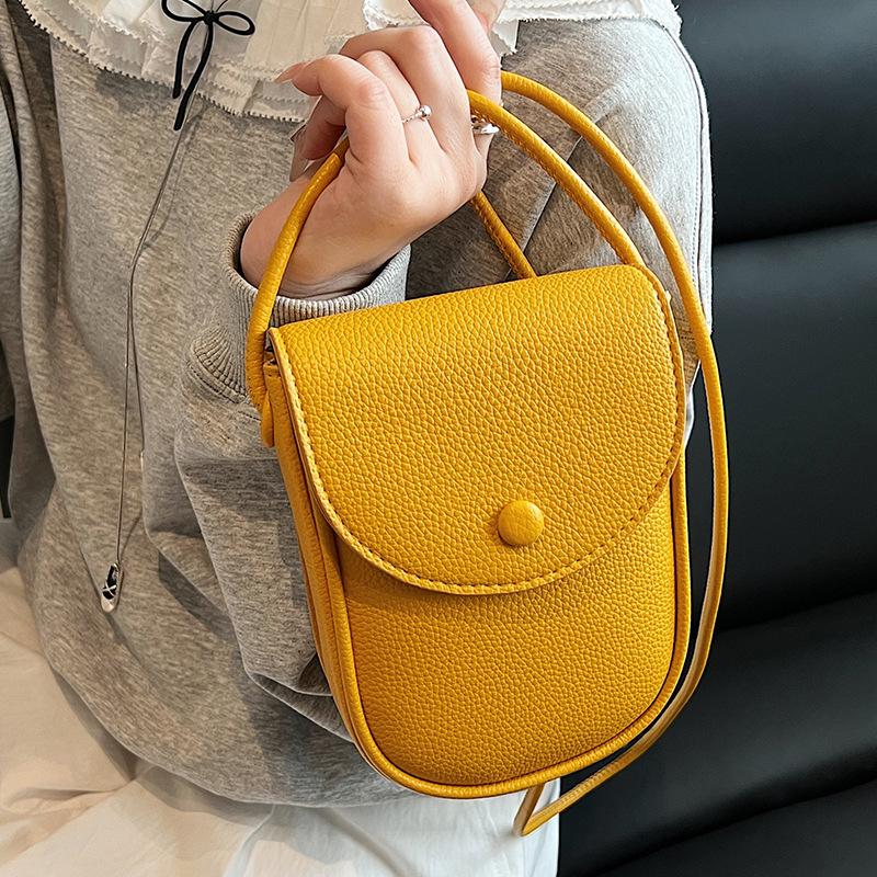 Korean Version of Solid Color Mini Messenger Bag Simple and Fashionable Shoulder Saddle Small Bag Summer Light and Versatile Mobile Phone Bag Women