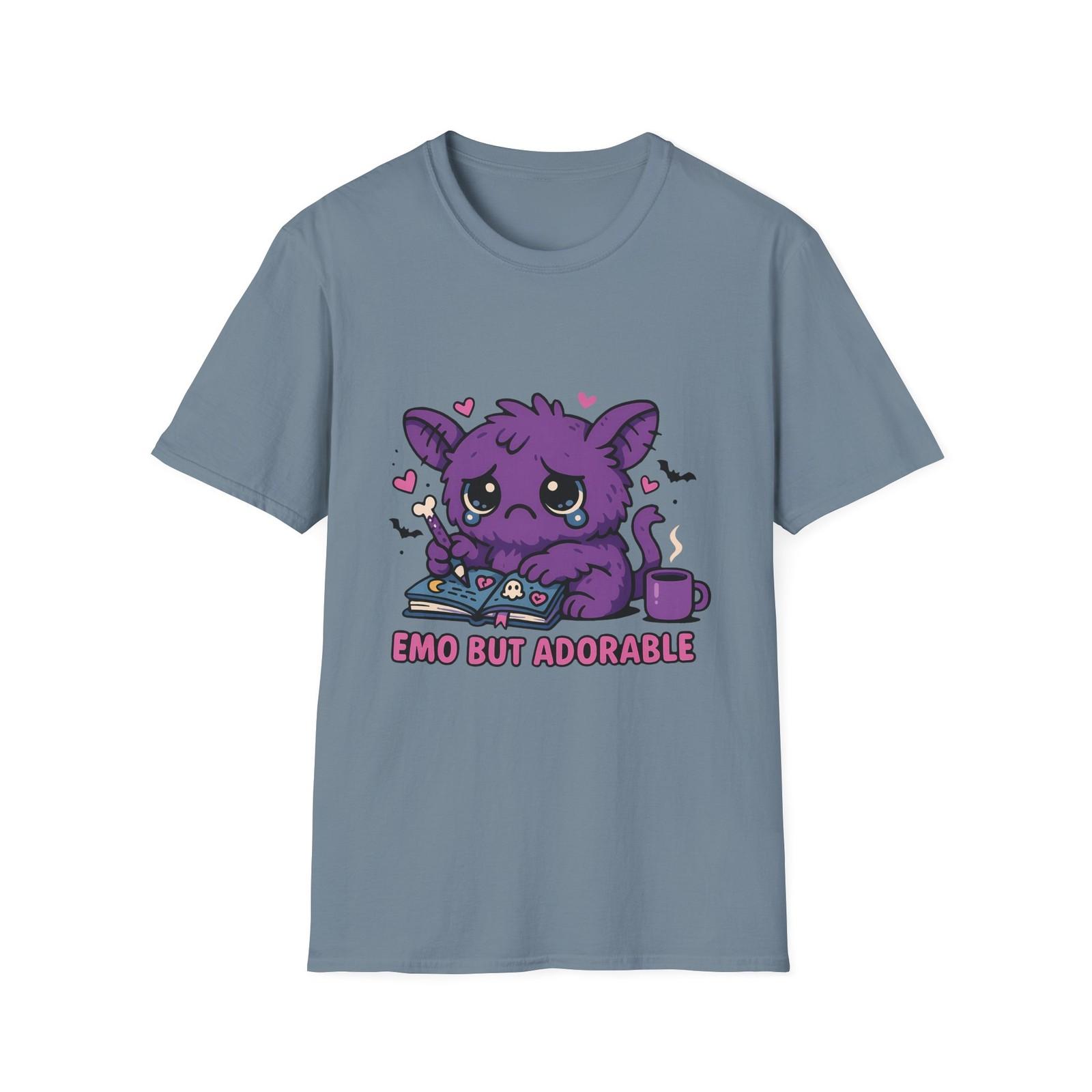 Unisex Softstyle T-Shirt Mens Womens Tees Top Emo But Adorable Funny Monster Diary Halloween Cute Tee L