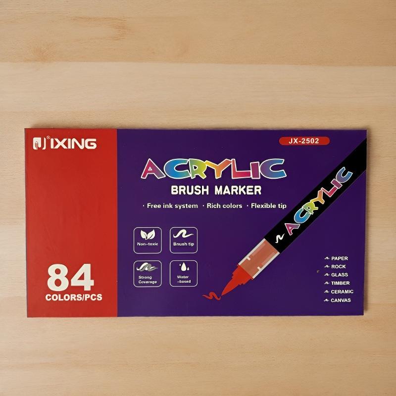 Opaque Liquid Ink Acrylic Markers - Layerable, Soft Tip Watercolor Pens with Washable Brushes for Student Art
