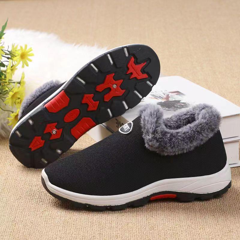 Winter women's cotton shoes medium and old velvet thickened mountaineering sole thermal cotton shoes one pedal flat snow boots thermal shoes