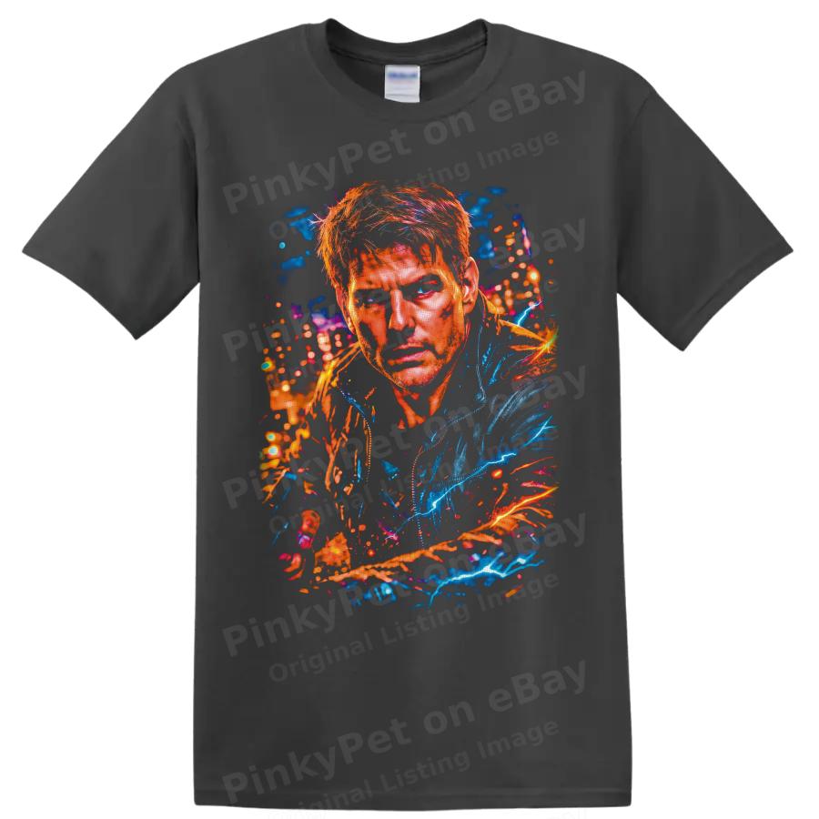 Pete Maverick Mitchell Top Gun Neon Portrait T Shirt Movie Fan Graphic Art Tee