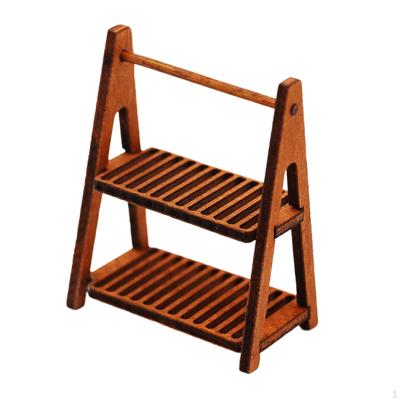 1/6 1/12 Double Layer Storage Rack Display Craft Miniature Flower Stand for Micro Landscape