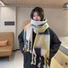 Autumn and winter new scarf women feel soft winter warm thickened plaid hair pulling shawl