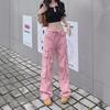 2024 Women's Retro Multi-Pocket Distressed Work Pants: Street-Style Slimming Straight Leg Long Trousers