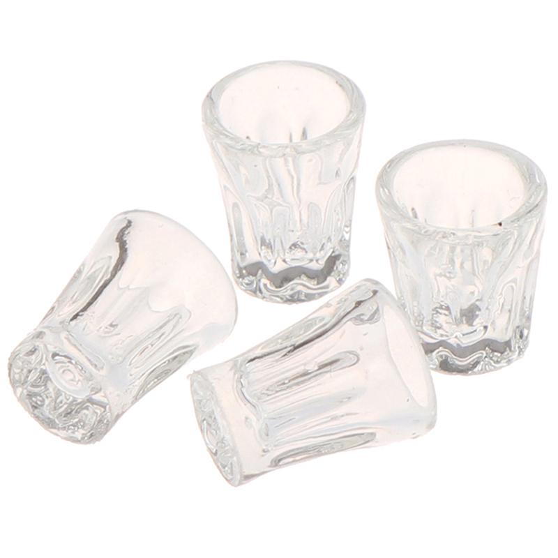 4Pcs/Set Dollhouse Miniature Accessories Mini Resin Transparent Cup Simulation Model