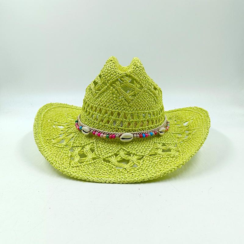 Hand-woven hollow denim straw hat men's and women's summer sunscreen hat western cowboy straw hat sombrero mujer sombrero hombre