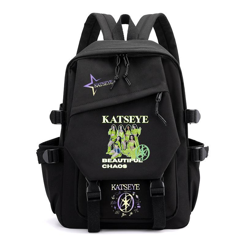 KATSEYE Backpack for School Students Canvas Bookbag Lightweight Water-Resistant Daily Commuter Bag Large Capacity 601123-19