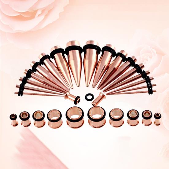 Kit 36 buc. conuri pentru dilatarea urechii, dilatatoare din oțel inoxidabil, bijuterii pentru piercing corporal
