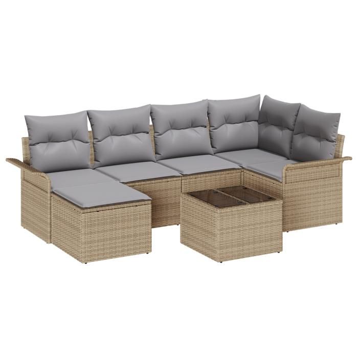 VidaXL Ensemble de canapé de jardin 7 pièces avec coussins en rotin poly noir 3345440