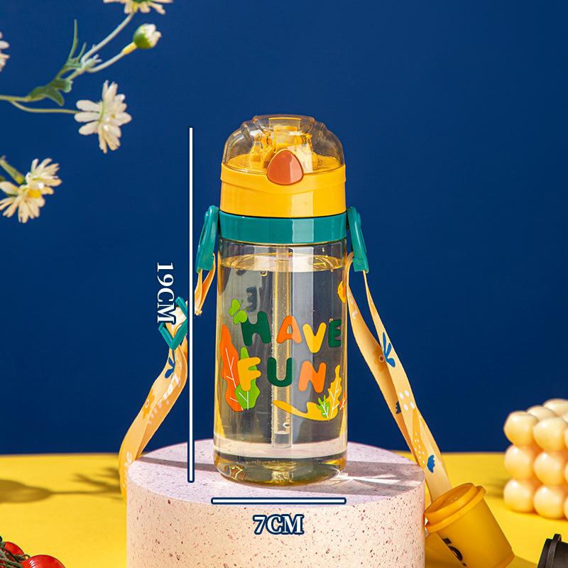 

520 мл Детская бутылка для воды с трубочкой и ручкой, переносная бутылка для питья, чашка для детей жёлтый