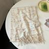 White Plaid Scarf, Women's Winter High-end Sense Versatile Scarf, Student Japanese Color Dot Shawl, Warm and Thickened Outside
