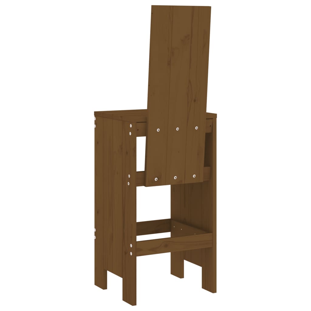 Bar Stool Set of 2 Honey Brown 40 x 42 x 120 cm Solid Pine Wood