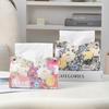 1pc Tissue Box for Home Living Room Tissue Holder Vintage PU Leather Light Luxury Oil Painting Paper Towel Cover Napkin Dispenser