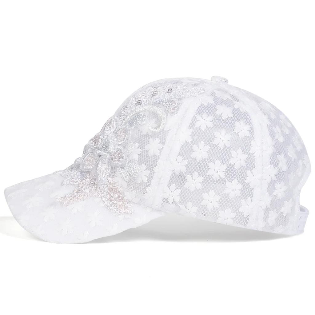 Unisex Lace Flower Embroidery Breathable Baseball Net Caps Spring And Summer Outdoor Adjustable Casual Hats Sunscreen Hat