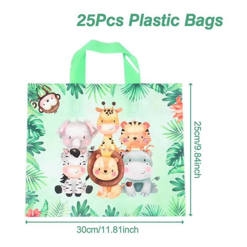 

Джунгли Сафари Животные Подарочные сумки Сумки Дети Baby Shower Пластиковые пакеты Декор Лесная тематическая вечеринка День рождения Упаковка Принадлежности as picture