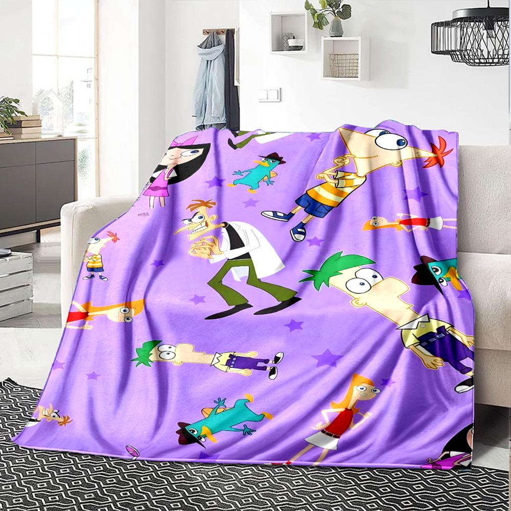 1pc Phineas and Ferb3 Blanket, Gift, for Men and Women, Soft Blanket, Good for Sofa Bed Couch Travel, Lightweight Flannel Blanket