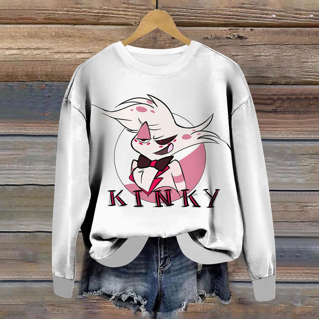 Damen Casual Fashion Print Langarm O-Ausschnitt Sweatshirts Pullover Top Bluse