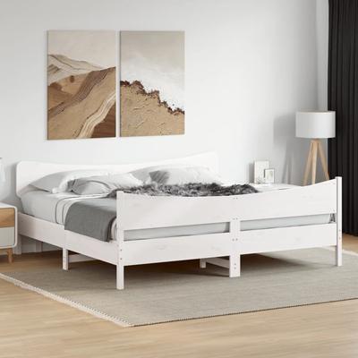 Vidaxl Bed Without Mattress, White, 200X200 Cm, Solid Pine Wood