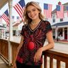 Women's Casual V Neck Short Sleeve T-Shirt Halloween Print Pullover Top