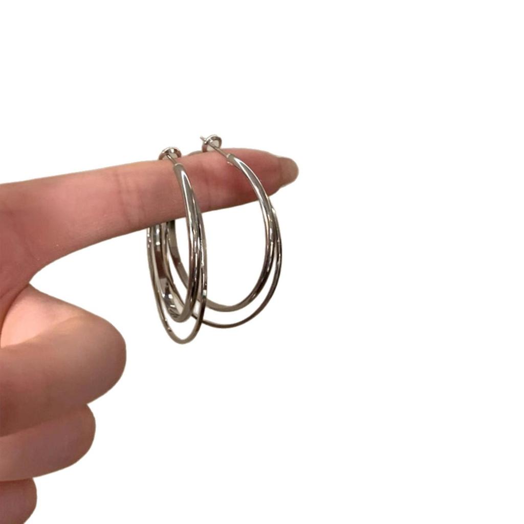 2025 Minimalist Double-Layer Intertwined Circle Earrings - High-End European & American Style Ear Hoops