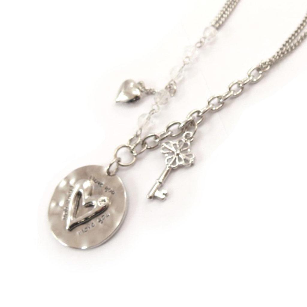 Les Trésors De Lily [J7779] - Designer-Halskette 'Love' silberweiß
